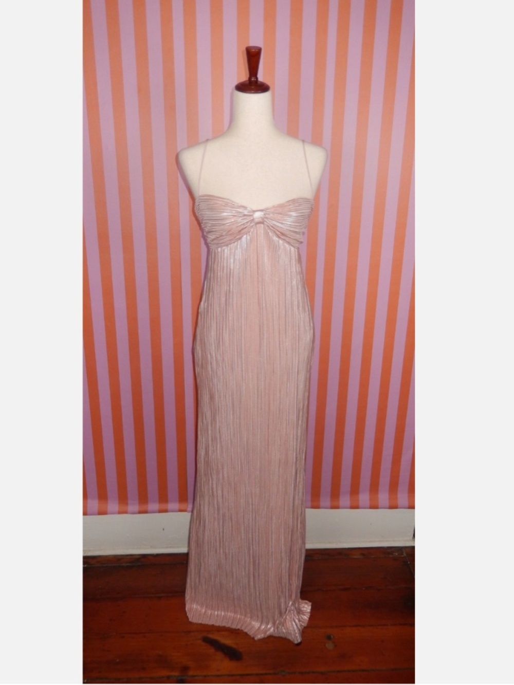 Lovers And Friends Light Metallic Pink Plisse Mya Formal Hoco Gown Dress New S - Picture 4 of 9
